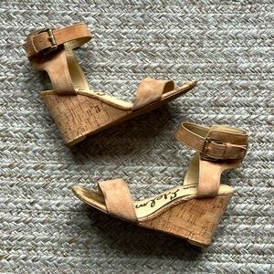 Sam Edelman Wedges Wedge Sandals Nude Tan Neutral Cork Heel
